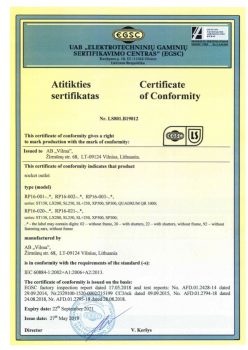 EGSC sertificate No. LS801.B19012