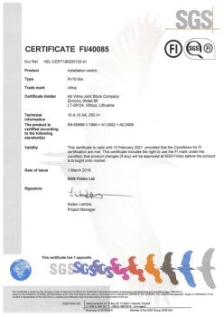 FIMKO sertificate No. FI 40085