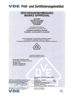 VDE sertificate No. 40005300