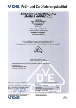 VDE sertificate No. 40005379